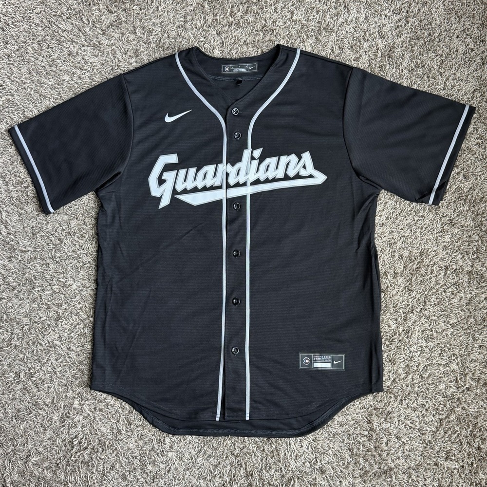 Nike Cleveland Guardians Black Grey Blank Baseball Jersey Mens Size Large NWOT